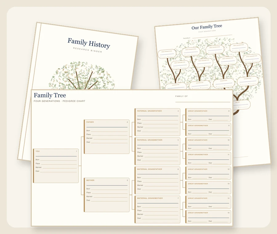Preview of the chart templates and binder sheets together