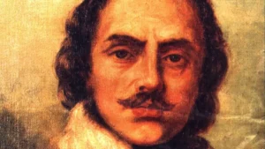 Portrait of Kazimierz Pułaski (Casimir Pulaski), Polish nobleman and military commander associated with the American Revolution
