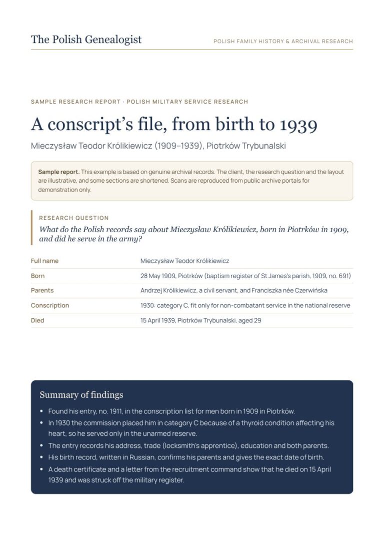 First page of a sample research report