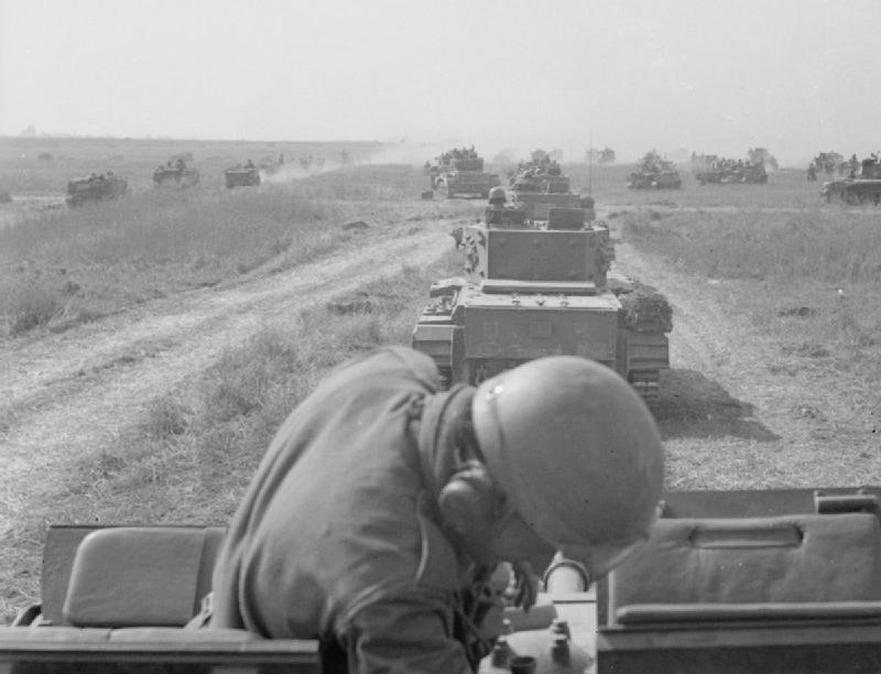 Tank column of the 1st Polish Armoured Division in Normandy on 8 August 1944